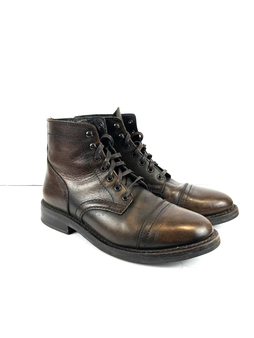 Thursday Boot Co Everyday Round Cap Toe Dark Brown Leather Lace Boots Mens Sz 9